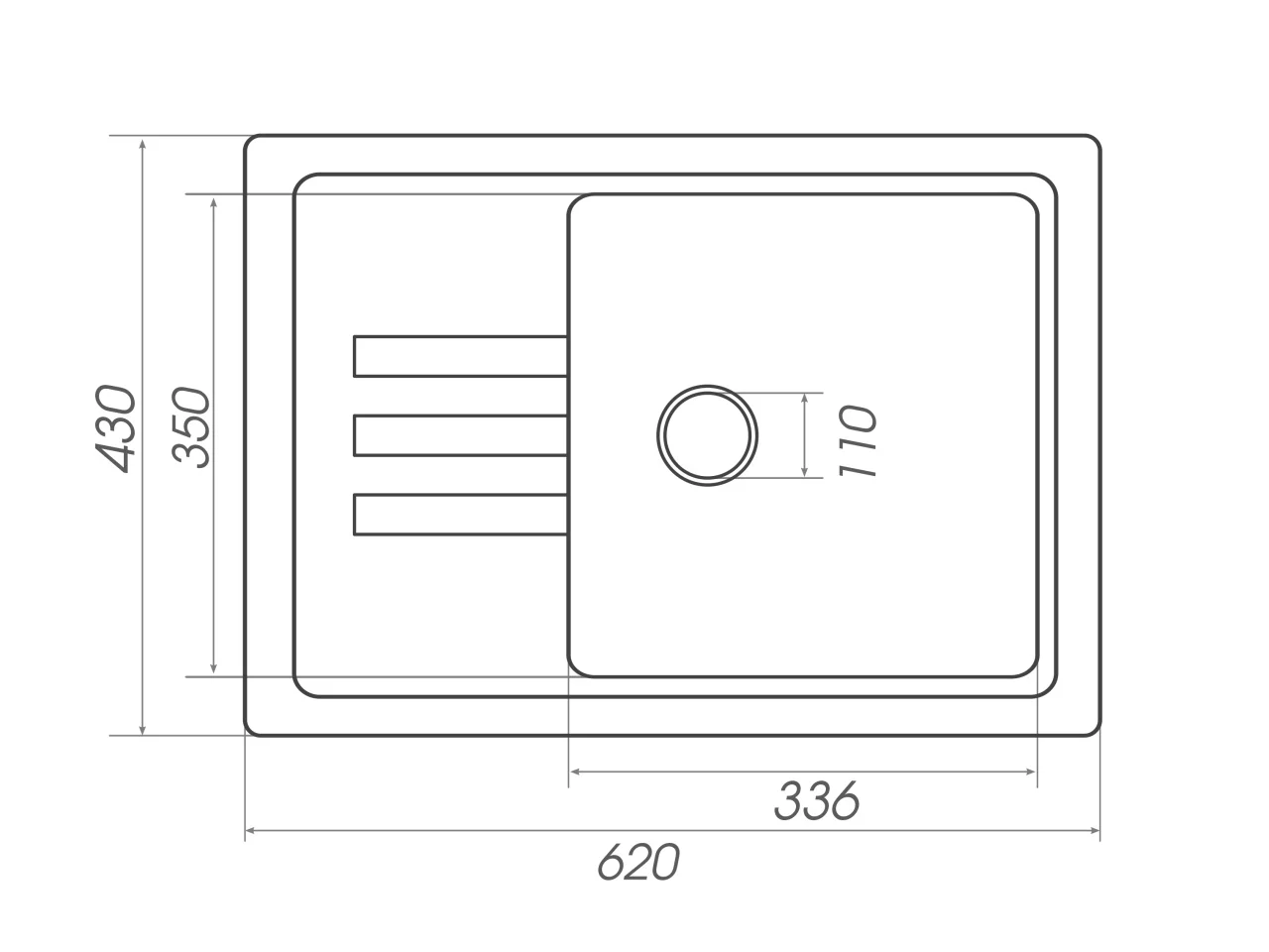 Chiuvetă Elefant Premium Liana Negru Metalic 430×620 mm [2]