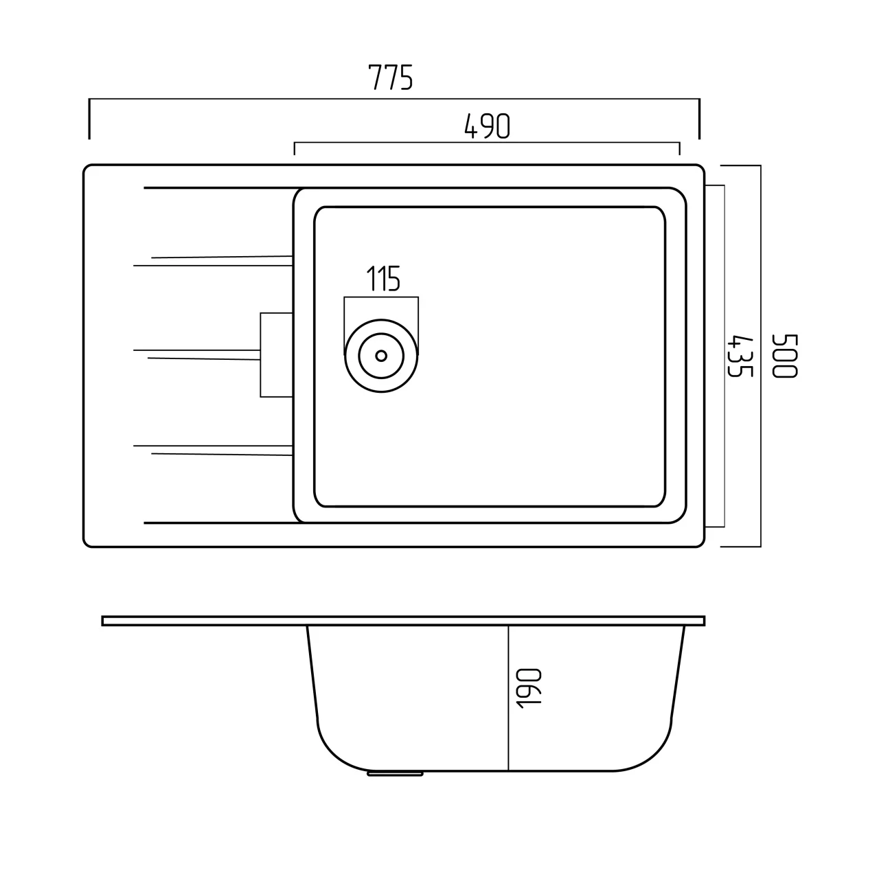 Chiuvetă Elefant Premium Roma Grafit 775x500 mm [2]