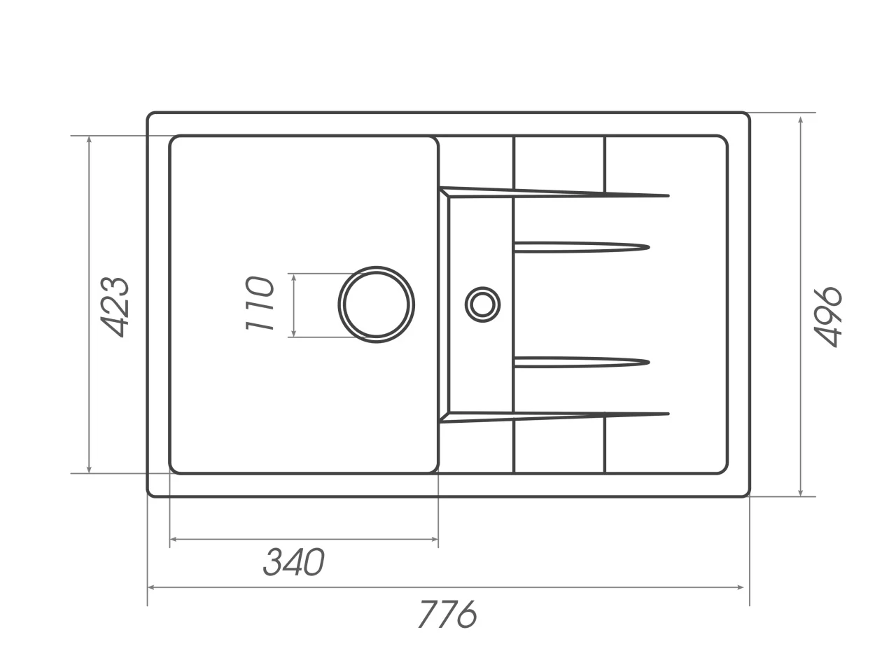 Chiuvetă Elefant Premium Troya 7850 Nisip bej 776x496 mm – cuvă spațioasă și durabilă [4]