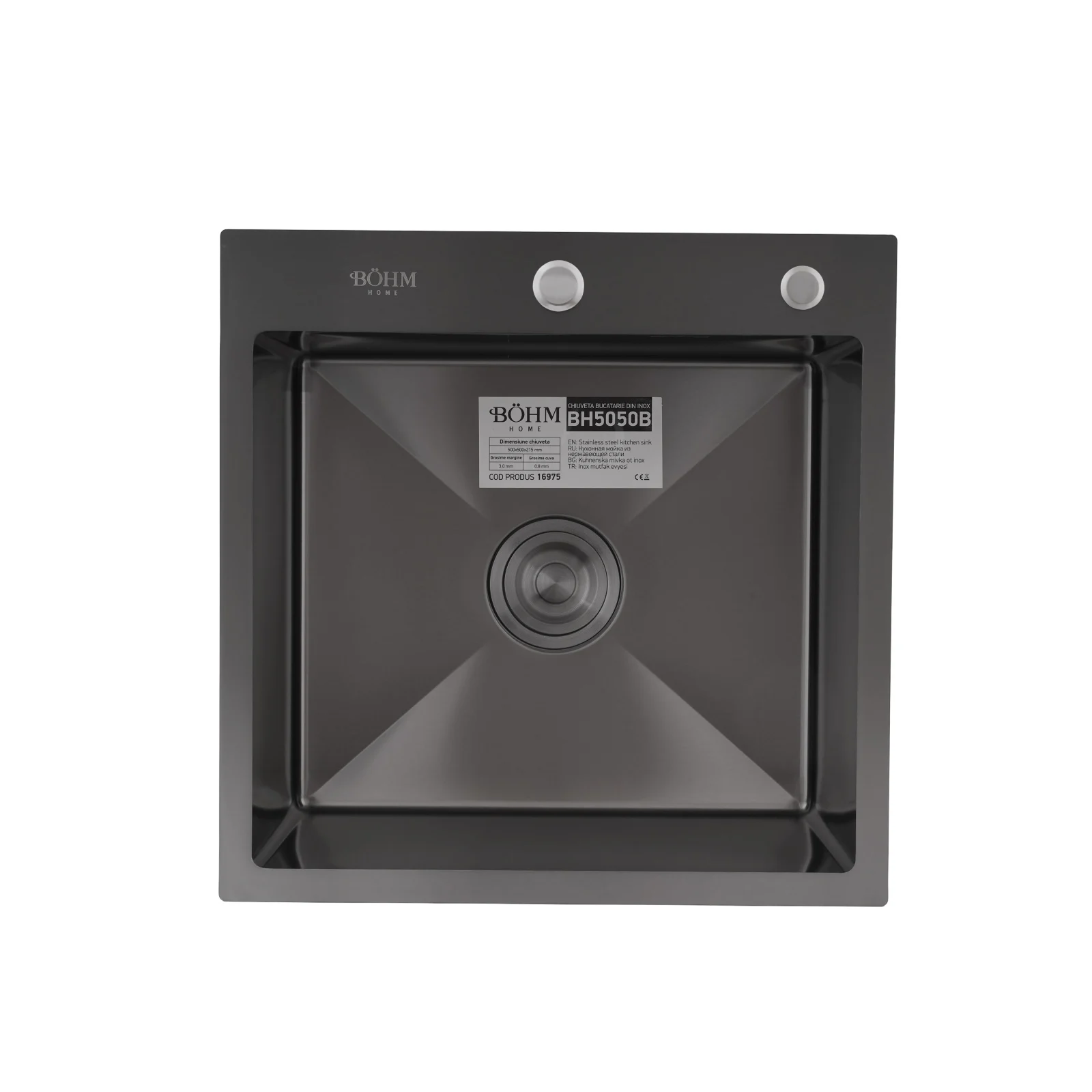 Chiuvetă inox SUS304 BÖHM BH5050B Nano Black 500x500 [2]