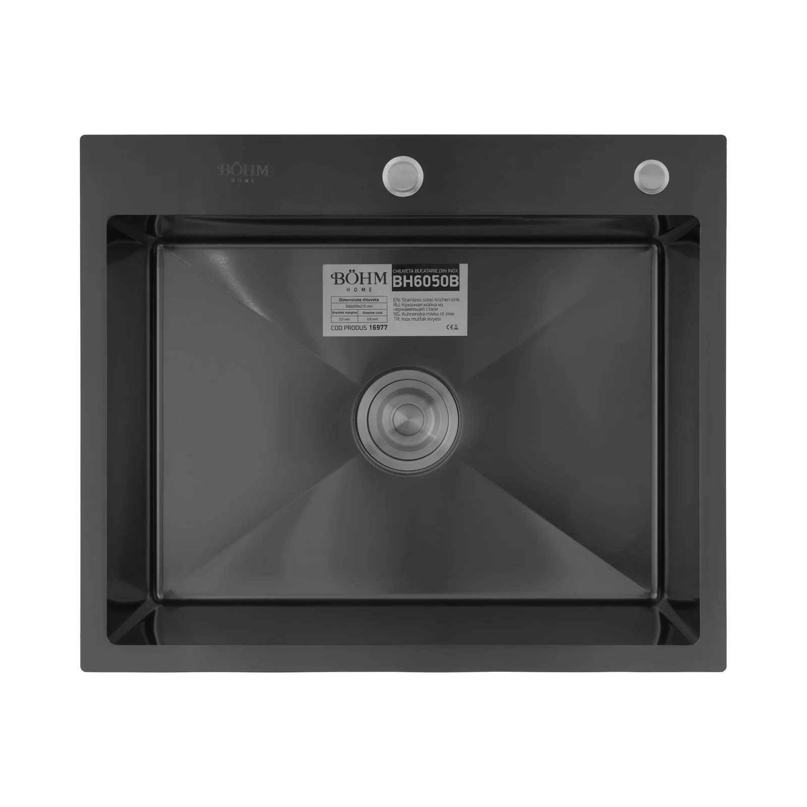 Chiuvetă inox SUS304 BÖHM BH6050B Nano Black 600x500 [2]