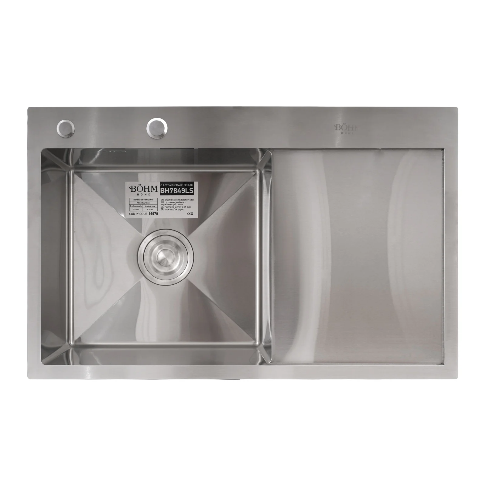 Chiuveta inox SUS304 Satin BÖHM BH7849LS 780x490 [2]