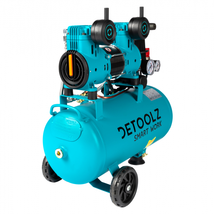 Compresor 24L fara ulei, 1500 W, 154L/min, 8 bar, 2 prize de aer,  Detoolz DZ-C334 [4]