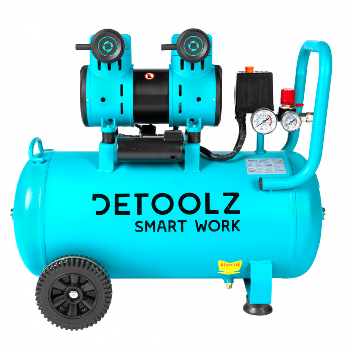 Compresor 50L fara ulei, 1680 W, 214L/min, 8 bar, 2 prize de aer, Detoolz DZ-C335 [2]