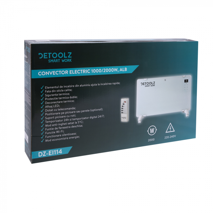 Convector electric 1000W/2000W, alb, WIFI, Detoolz DZ-EI114 [10]
