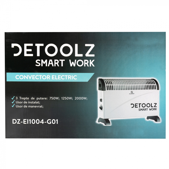 Convector electric 2KW, 3 trepte de putere, termostat reglabil, Detoolz DZEI1004- G01 [6]