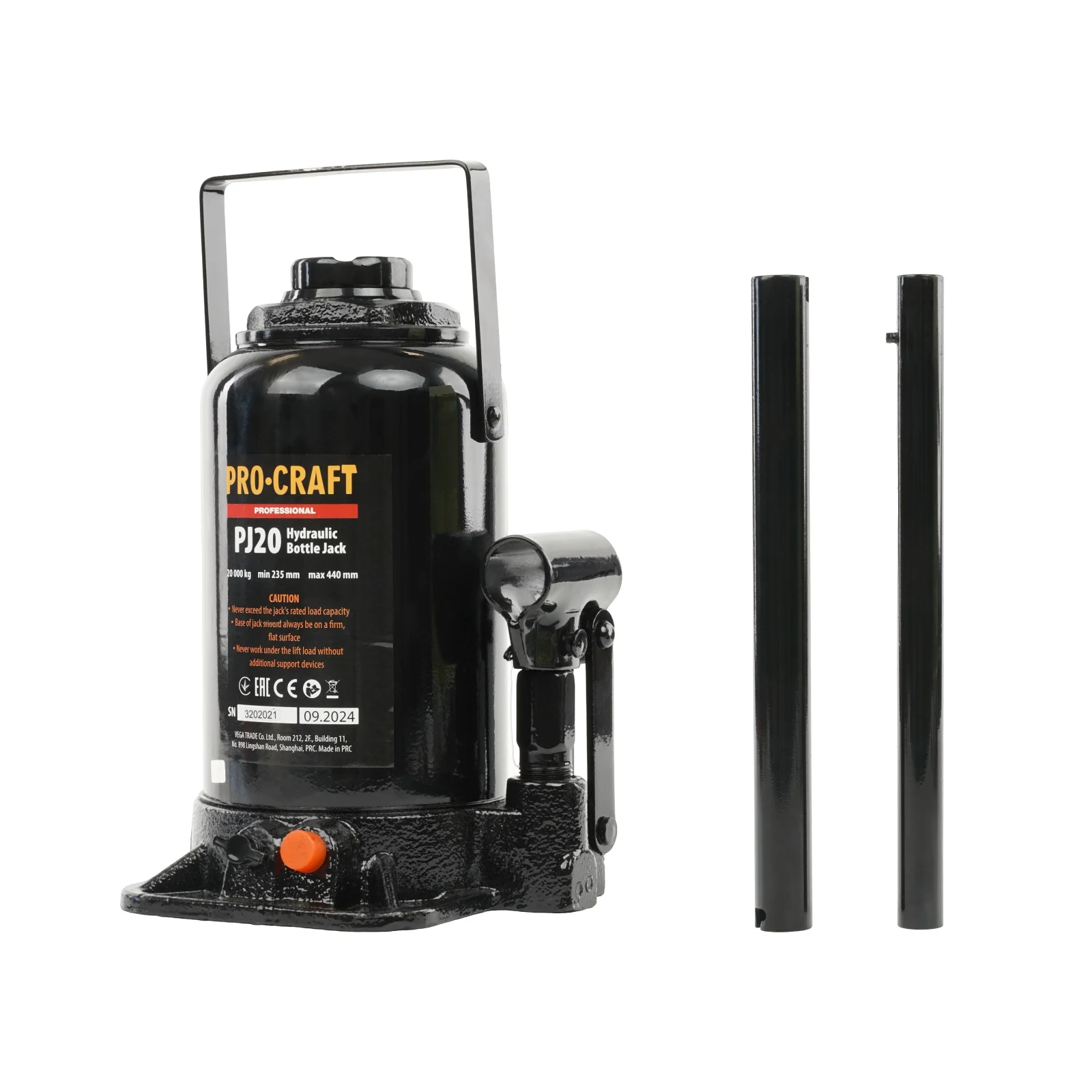 Cric hidraulic tip butelie PROCRAFT PJ20 20T – Cric profesional industrial [3]