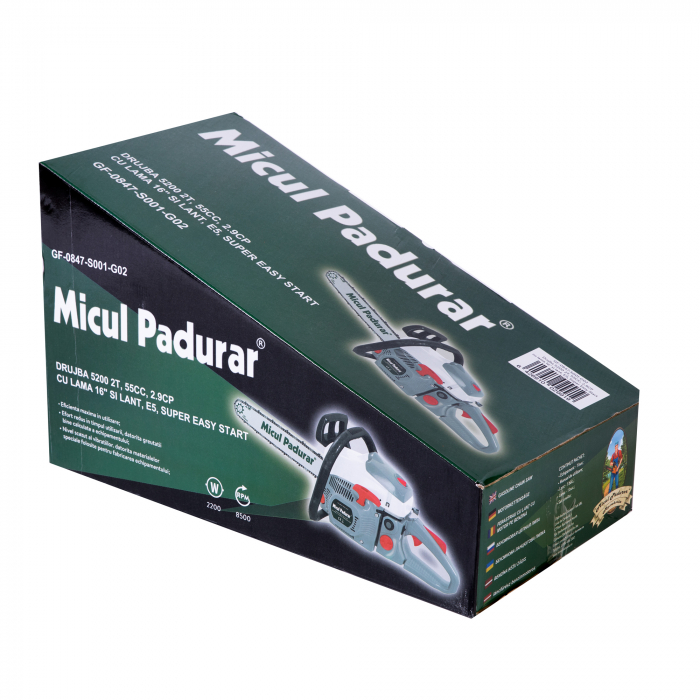 Drujba Micul Padurar 5200, 2 timpi, 55CC, 2.9CP, E5,  lama 40cm si un lant, pornire rapida [2]