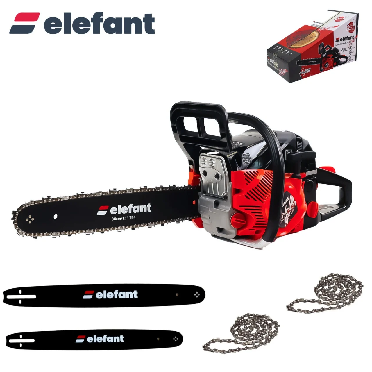 Drujba pe benzina ELEFANT EM-5.5, 10000RPM, 5,5 CP, 2 lame. 2 lanturi [4]