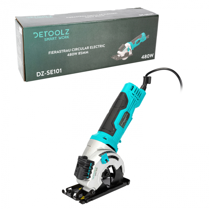 Fierastrau circular electric de mana 480 W, 3500 rpm, 85 mm, laser pentru ghidare, Detoolz DZ-SE101 [7]
