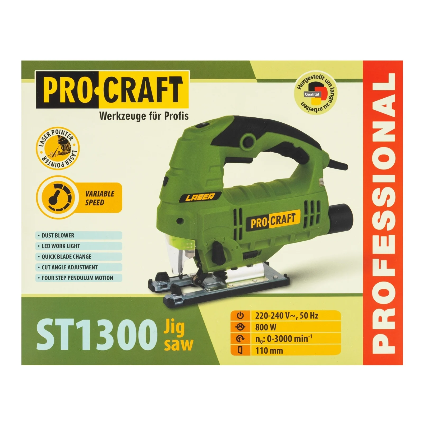 Fierastrau Pendular PROCRAFT ST1300, 800W, Laser si LED, 3000 RPM, Taiere Lemn 100 mm [3]