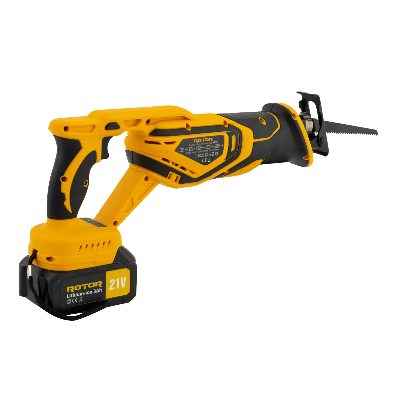 Fierastrau Tip Sabie cu Acumulator ROTOR RBS21, 21V/3Ah, 750W, Brushless, 2900 RPM, Set 4 Lame [3]