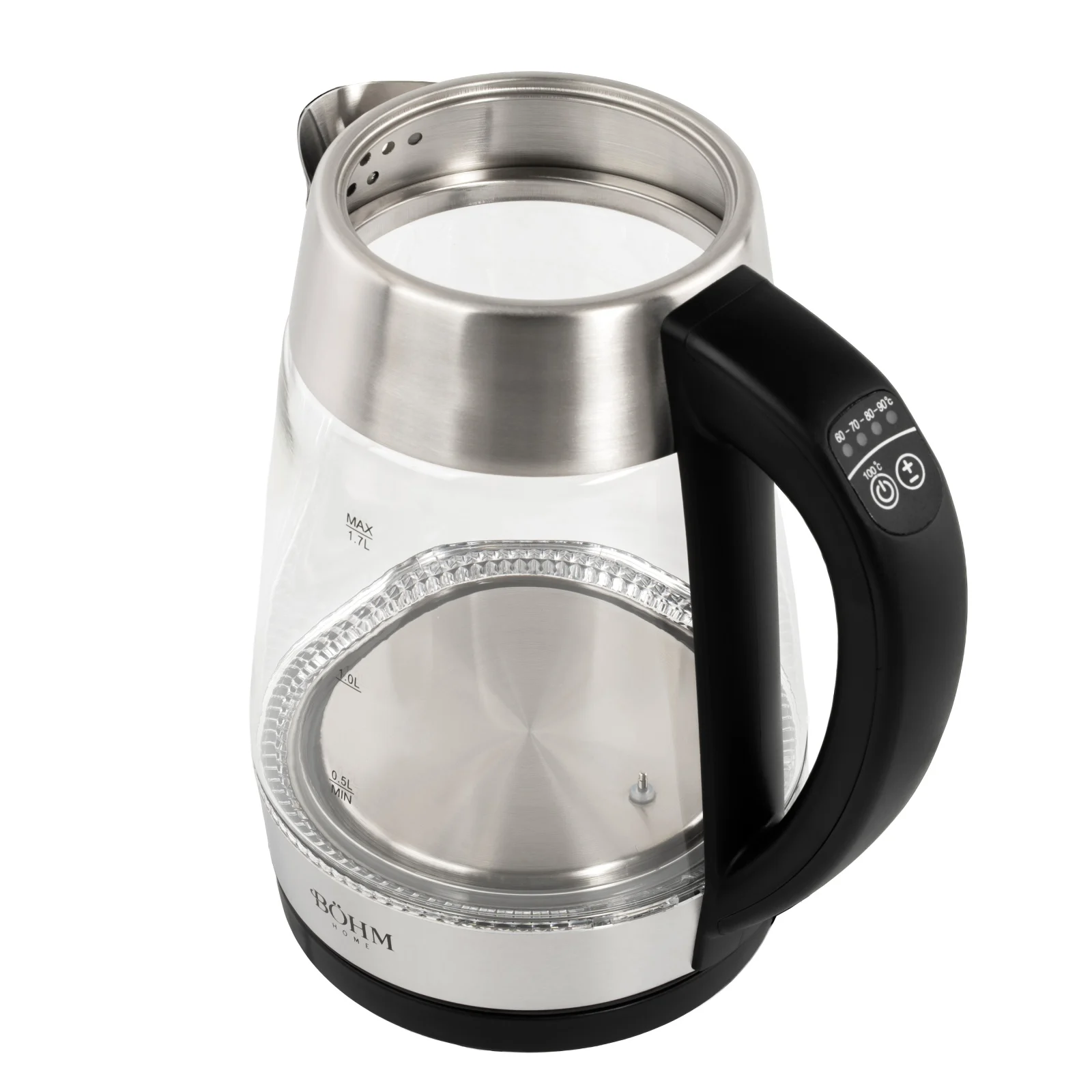 Fierbator Electric BOHM BHB1703DT, 2200W, 1.7 L, Sticla Borosilicata, LED, Control Temperatura [4]