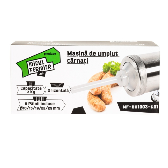 Masina de carnati Micul Fermier 3 kg, orizontala, cu 5 palnii [5]