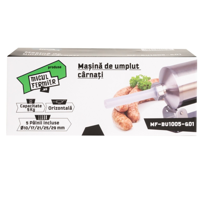 Masina de carnati Micul Fermier 5 kg, orizontala, cu 5 palnii [6]