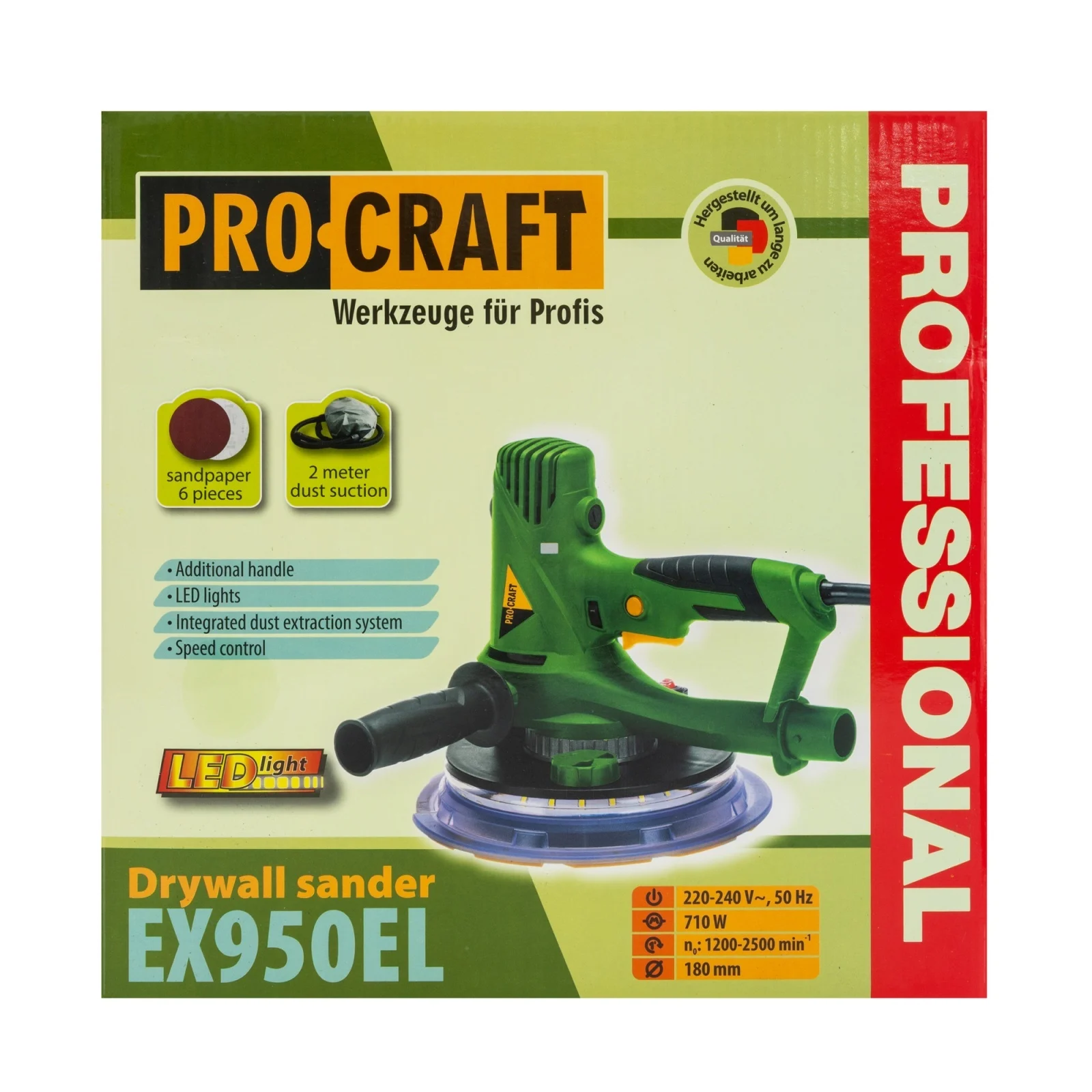 Masina de slefuit pereti ProCraft EX950EL, 710W, 180 mm, 1200–2500 RPM, aspirare praf [5]
