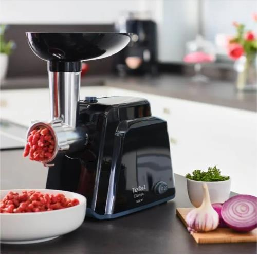 Masina de tocat carne Tefal NE105838, 1400W, 1.7 kg/min, Reverse, 2 Site, accesoriu carnati, Negru [2]