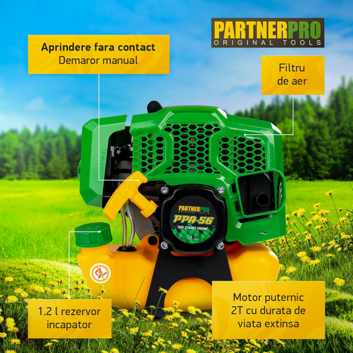 Motocoasa benzina PartnerPro PPA-56, 2T, 5.8 CP, 10000 RPM  Accesorii Incluse [3]
