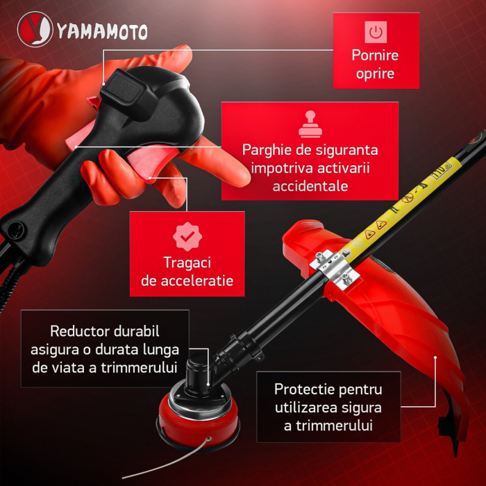 Motocoasa benzina Yamamoto YMA.56 , 2T, 5.8 CP, 10000 RPM, Accesorii Incluse [4]