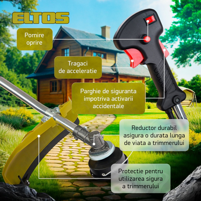 Motocoasa pe benzina Eltos EL5500, 52CC, 4.7 CP, 10000 RPM [4]