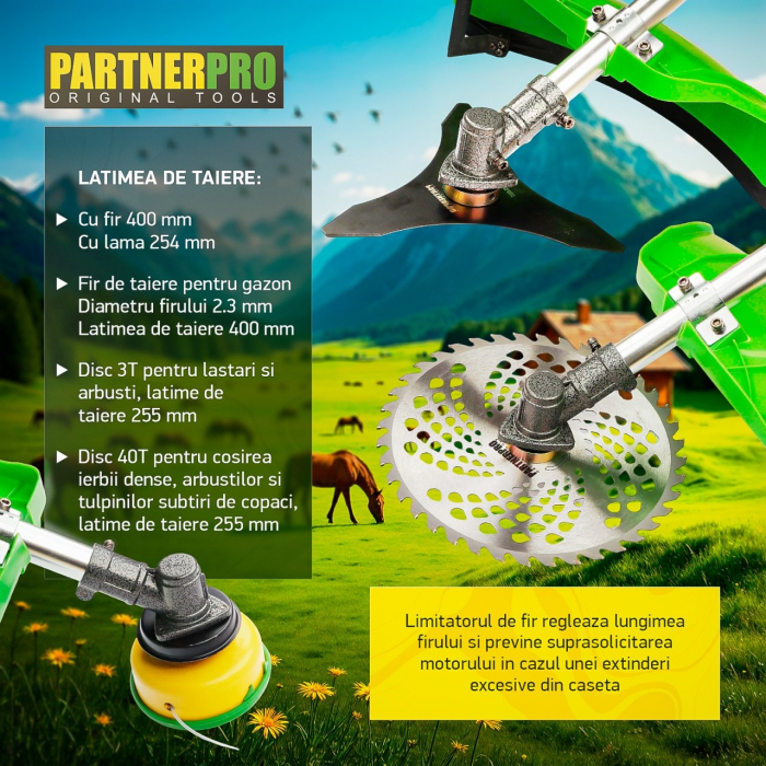 Motocoasa pe benzina PartnerPro PP5600 , 4T, 5.6CP, 52CC, Accesorii Incluse [5]