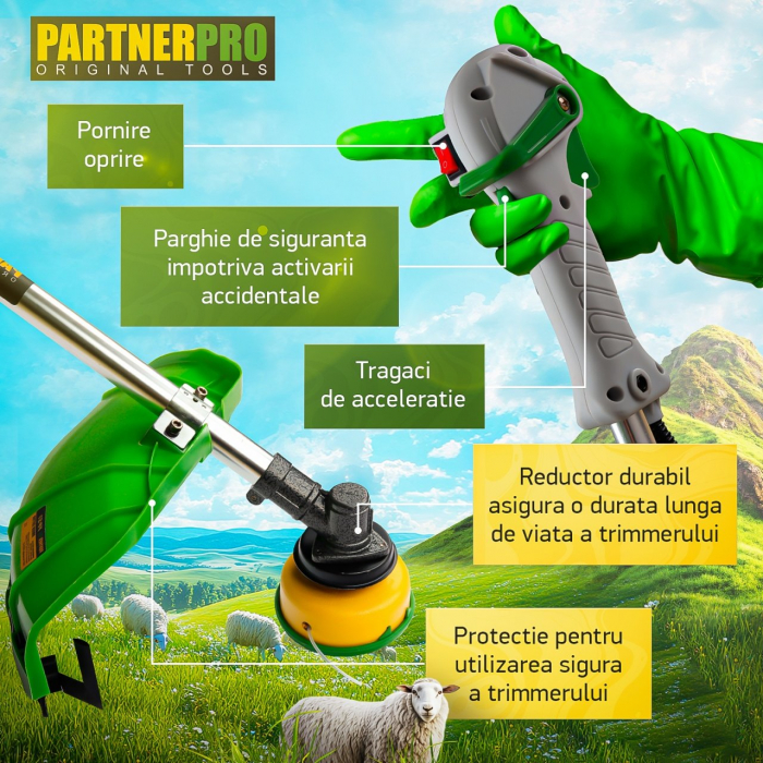 Motocoasa pe benzina PartnerPro PP57 ,6CP ,52CC, 2T, 10.000RPM Accesorii Incluse [5]