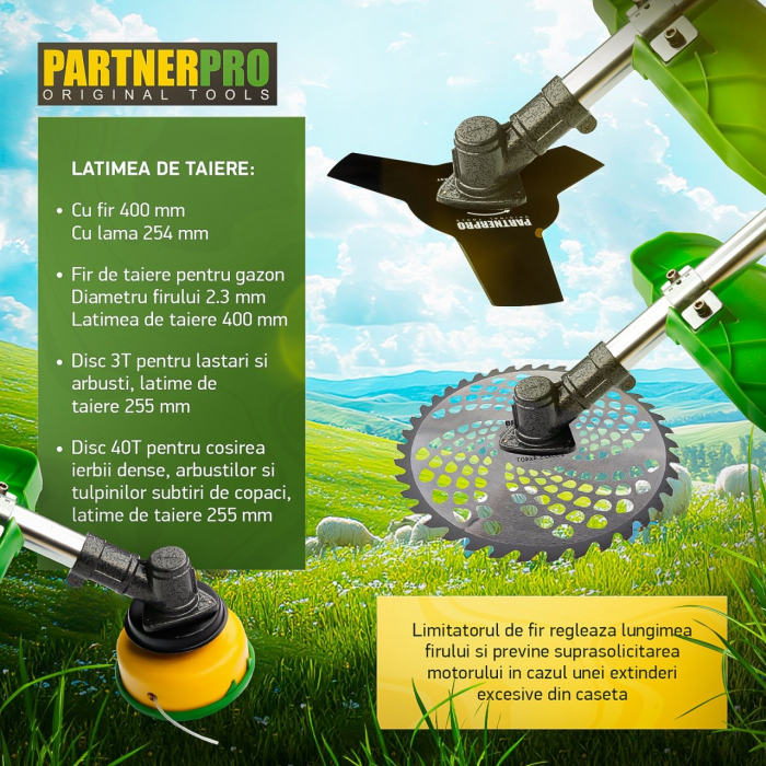 Motocoasa pe benzina PartnerPro PP57 ,6CP ,52CC, 2T, 10.000RPM Accesorii Incluse [4]