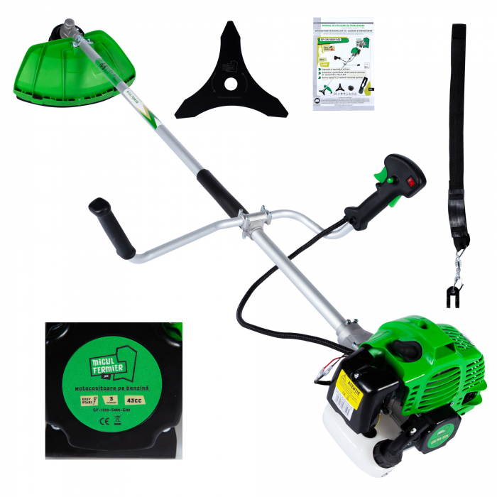 Motocositoare pe benzina 3.4CP, 3 accesorii, pornire rapida, Micul Fermier GF-1310-S001-G02 [1]