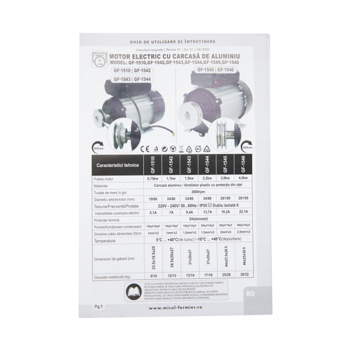Motor electric 2800 rpm, 0.75Kw cu carcasa de aluminiu, Micul Fermier GF-1510 [6]