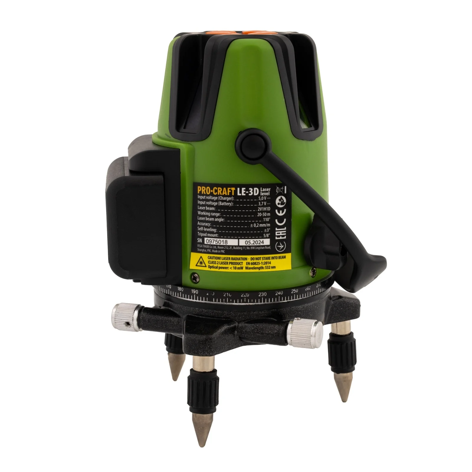 Nivela Laser PROCRAFT LE-3D, 3 linii verzi, nivelare automată, rază 15 m, Clasa 2 [7]