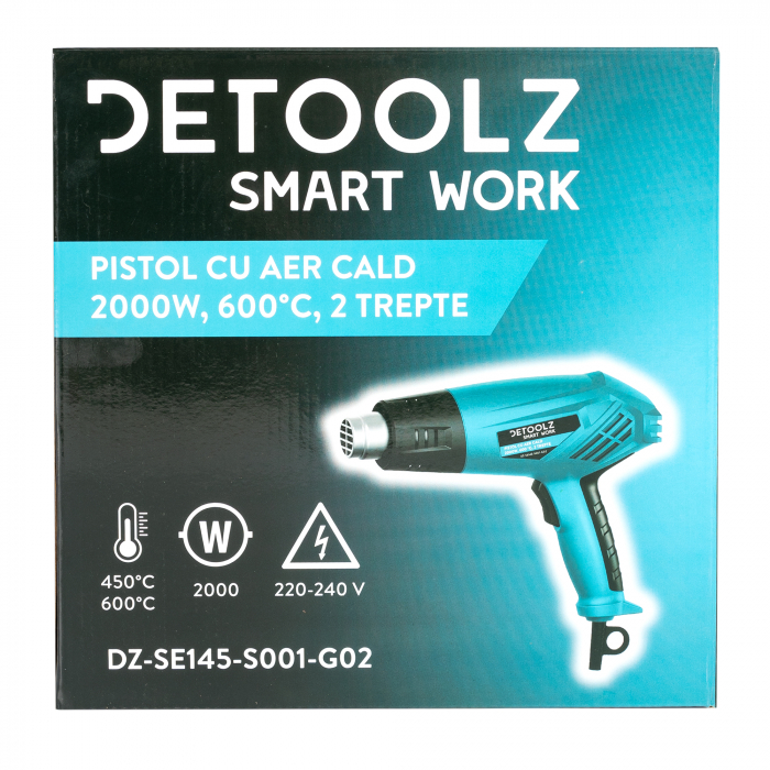 Pistol aer cald 2000W 2 trepte 600ᵒC, Detoolz DZ-SE145-S001-G02 [2]