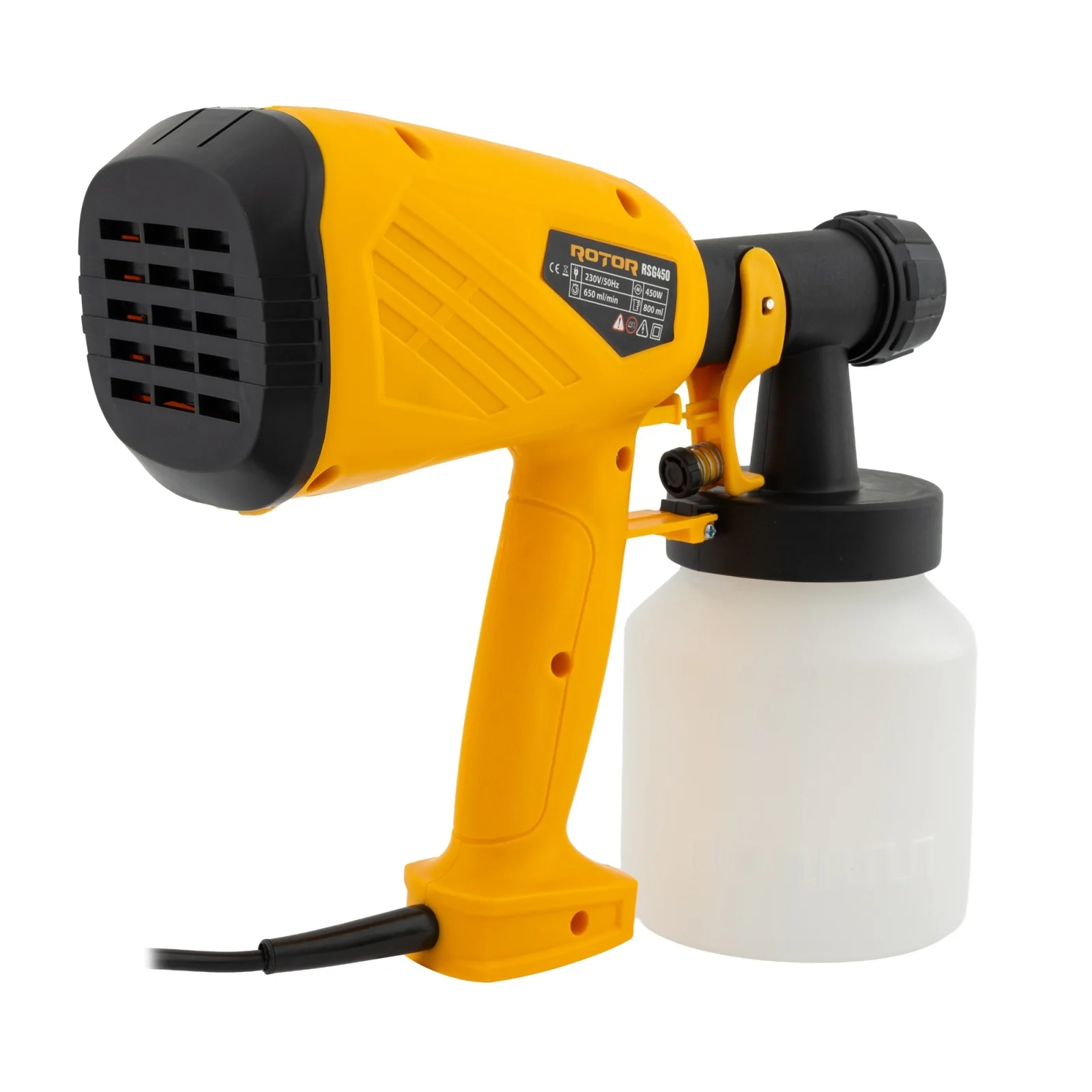 Pistol de Vopsit Electric ROTOR RSG450, 450W, 650 ml/min, Rezervor 800 ml, Pulverizare Profesionala [6]