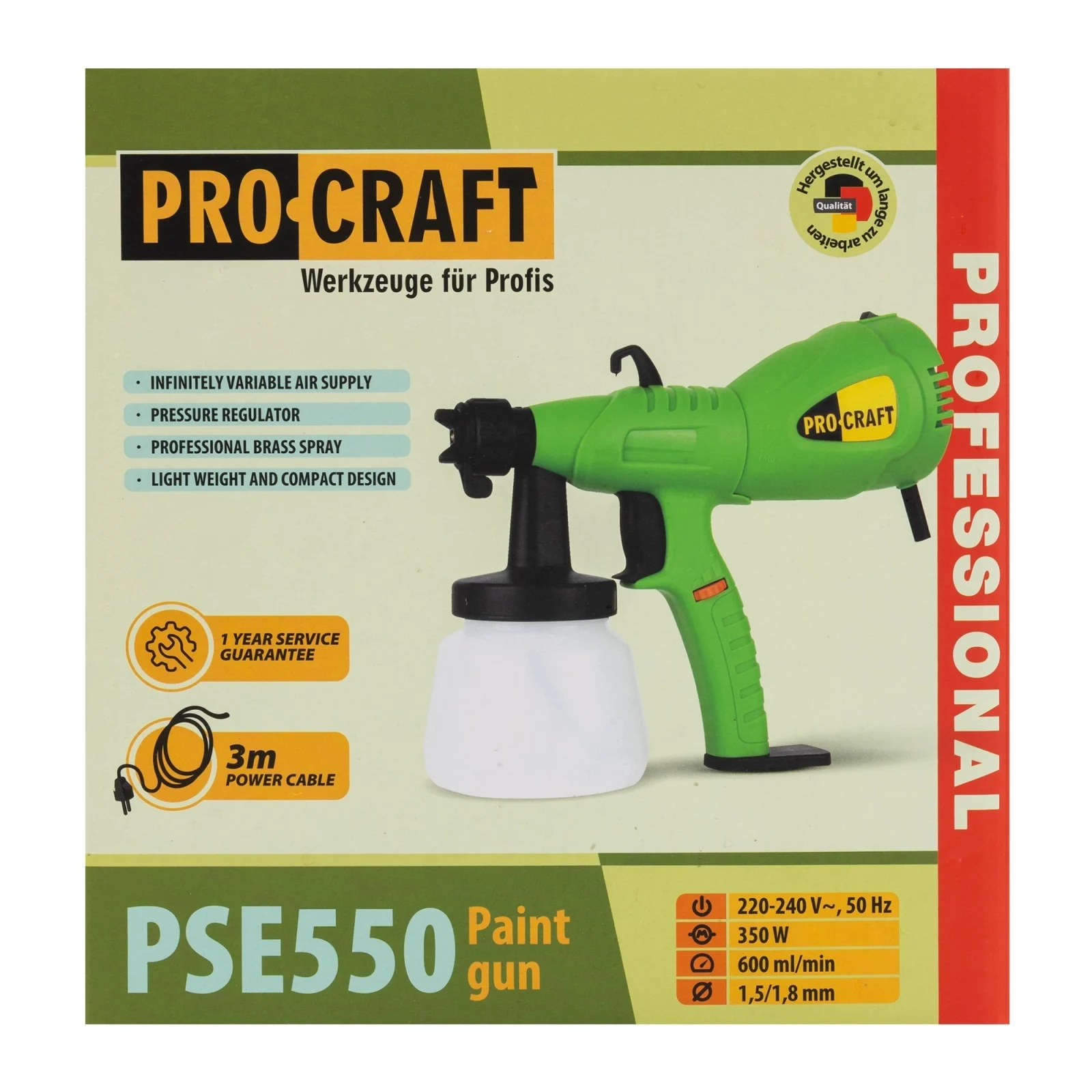 Pistol de Vopsit PROCRAFT PSE550 350W, 800ml, 2 Duze | Pulverizator Electric Vopsea Compact [3]