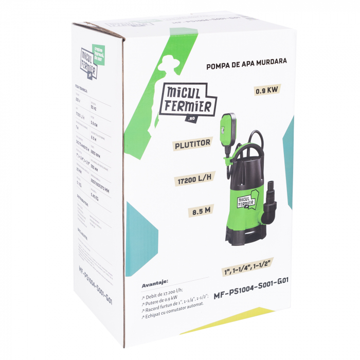 Pompa apa murdara cu plutitor, 900W, 17200l/h, 8.5m, MICUL FERMIER MF-PS1004-S001-G01 [9]