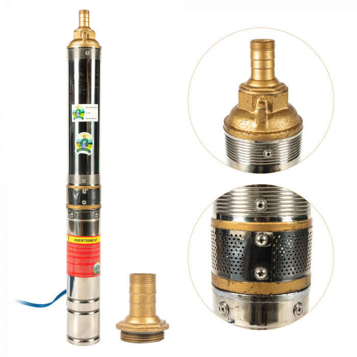 Pompa apa, submersibila, tun lung, 230V, 3000L/h, corp inox, 90YQJD2/8-1.1u, Micul Fermier [6]