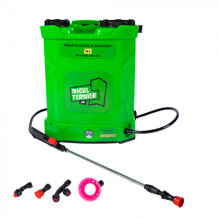 Pompa de stropit cu acumulator 16L, 2.9 l/min, 5.5 bar, 8 Ah, lance 77 cm,  MICUL FERMIER MF-PA1006-S001-G01 [5]