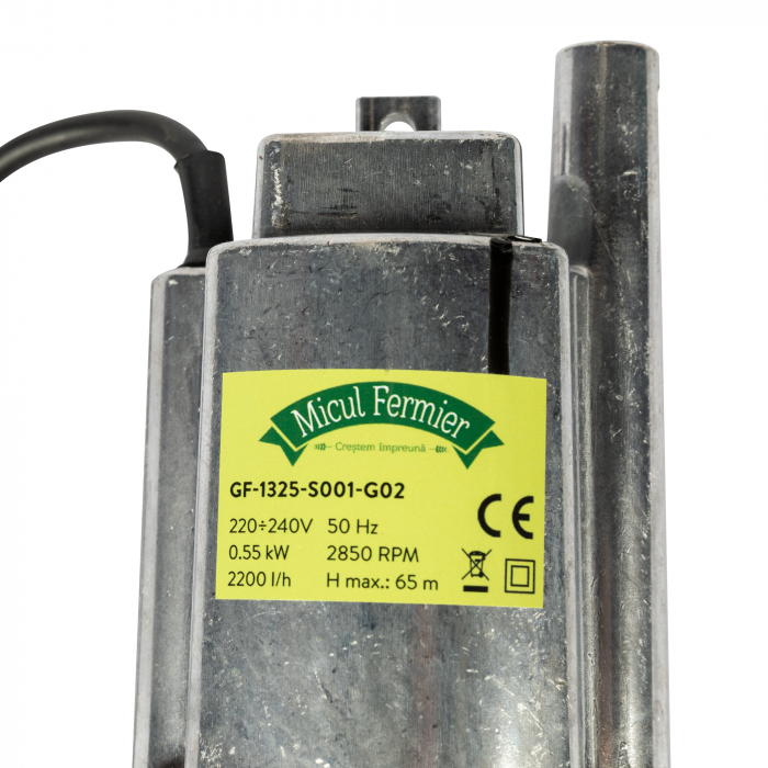 Pompa submersibila pe vibratii, 230V, 550W, refulare 65m, debit 2200L/h, Micul Fermier [5]