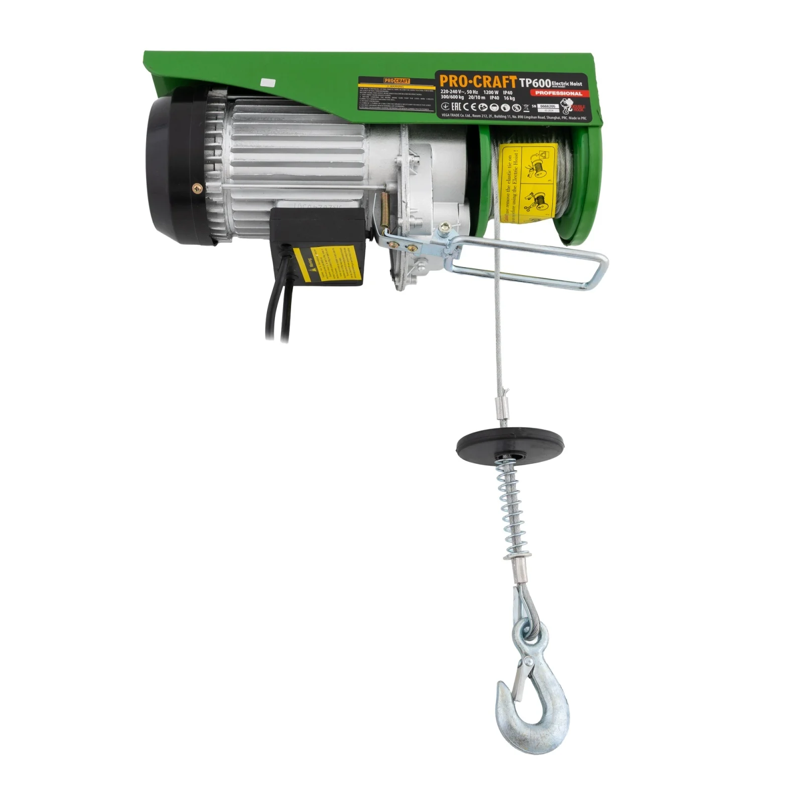 Scripete Electric ProCraft TP600, 1200W, 600 kg, Palan/troliu 20 m [5]
