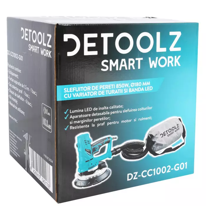 Slefuitor pereti 850W Detoolz, 180mm, LED si aspirare [4]