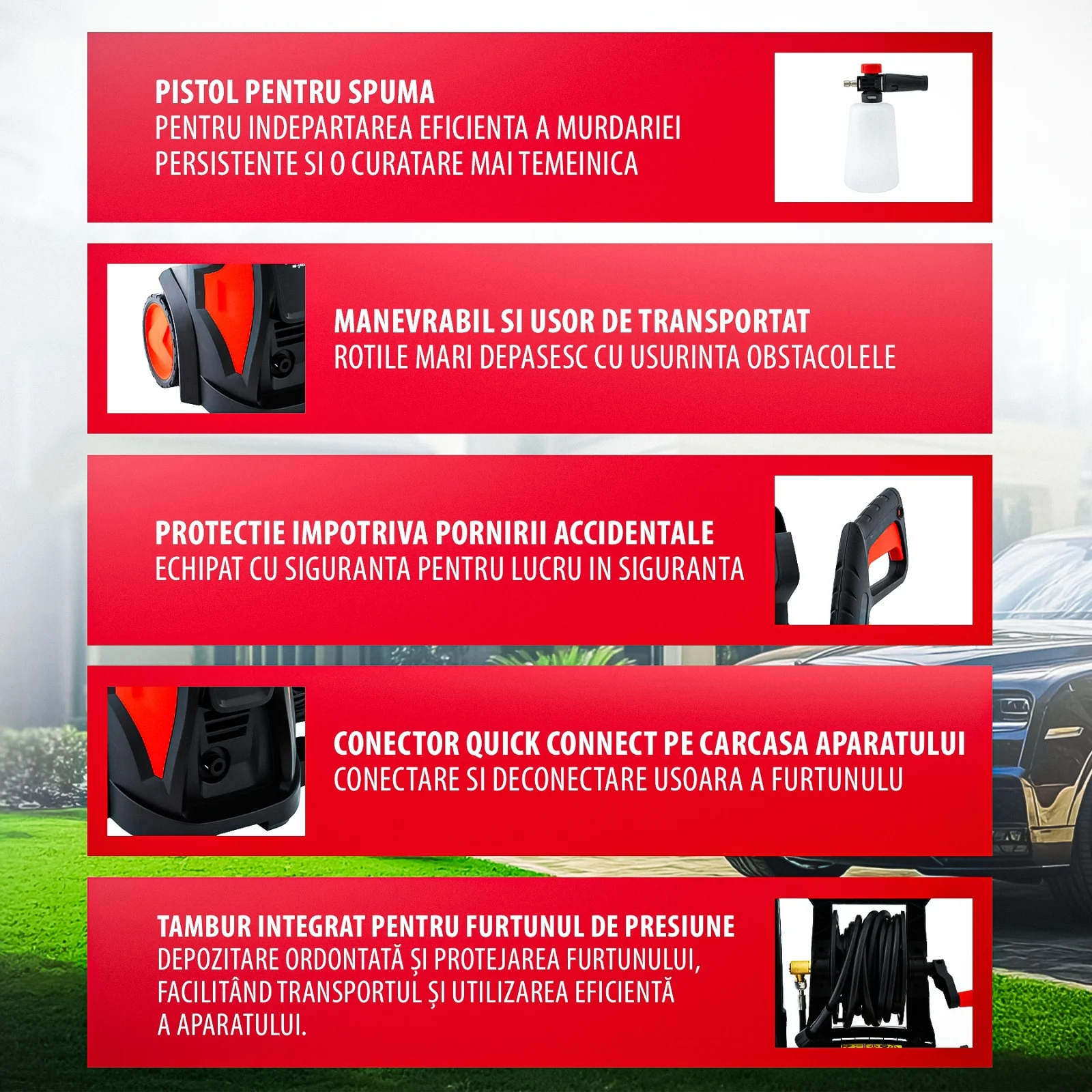 Aparat de spalat cu presiune ELEFANT E-110P-C, 2200W, 165 bar – Curatare suprafete profesionala [3]