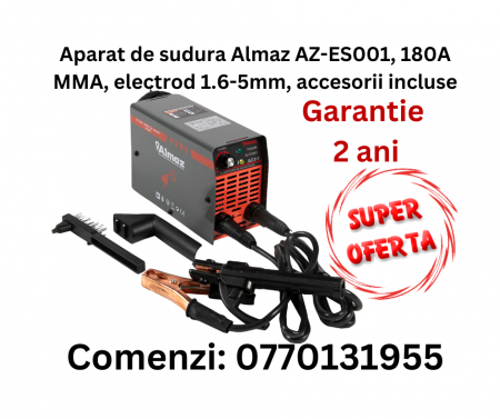 Echipamente pentru sudura - Aparat de sudura Almaz AZ-ES001, 180A MMA, electrod 1.6-5mm, accesorii incluse