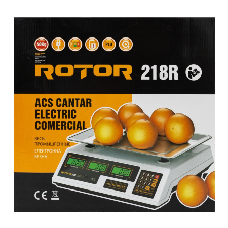 Cântar electronic ROTOR R218B – 40 kg, platformă inox, baterie reîncărcabilă [1]