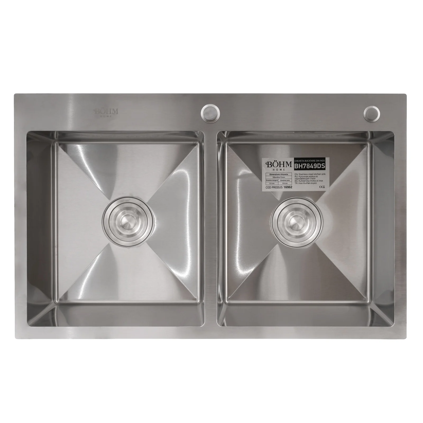 Chiuveta bucatarie dubla BÖHM BH7849DS inox Satin 780x490 [1]
