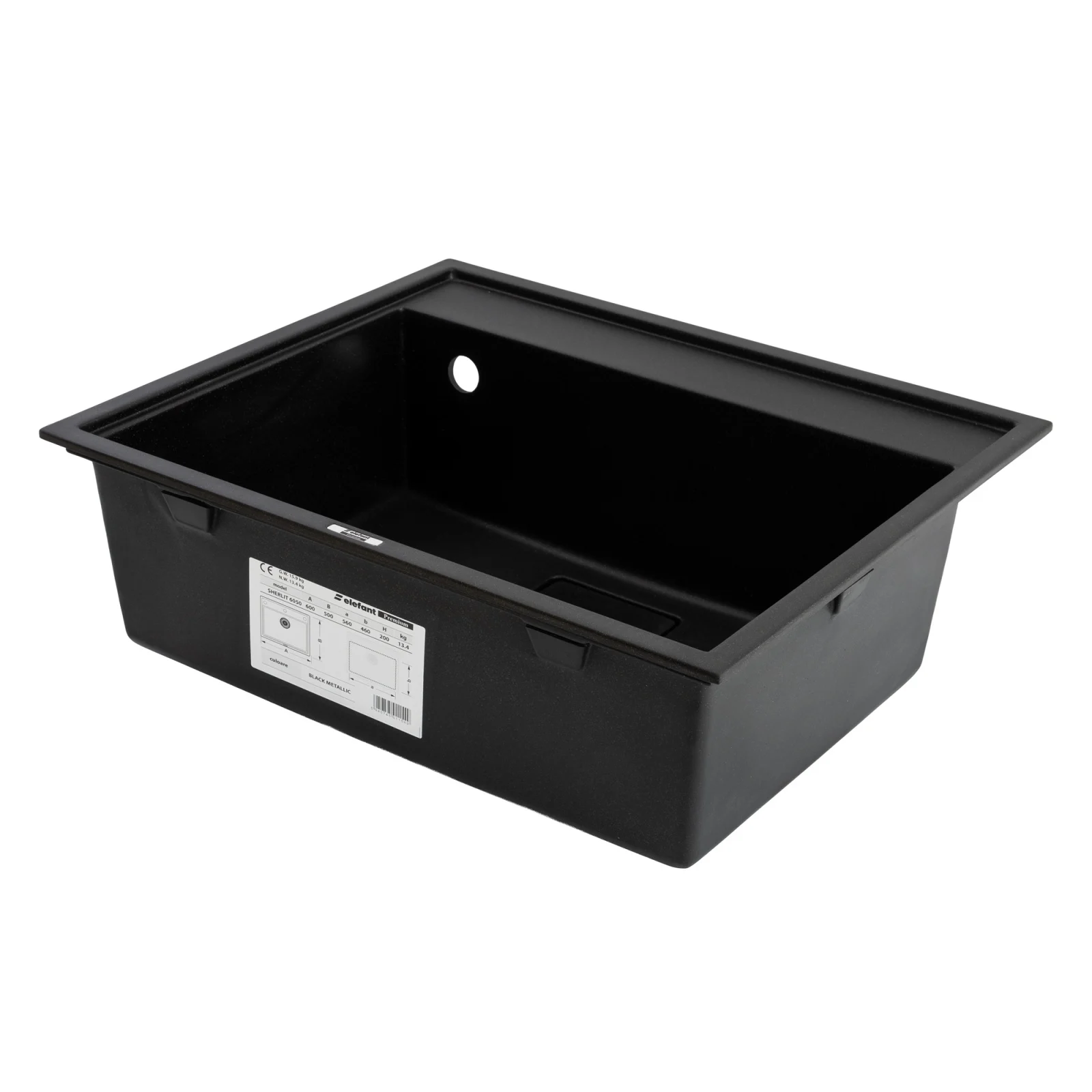 Chiuveta bucatarie Elefant Premium SHERLIT Negru 600x500 [2]