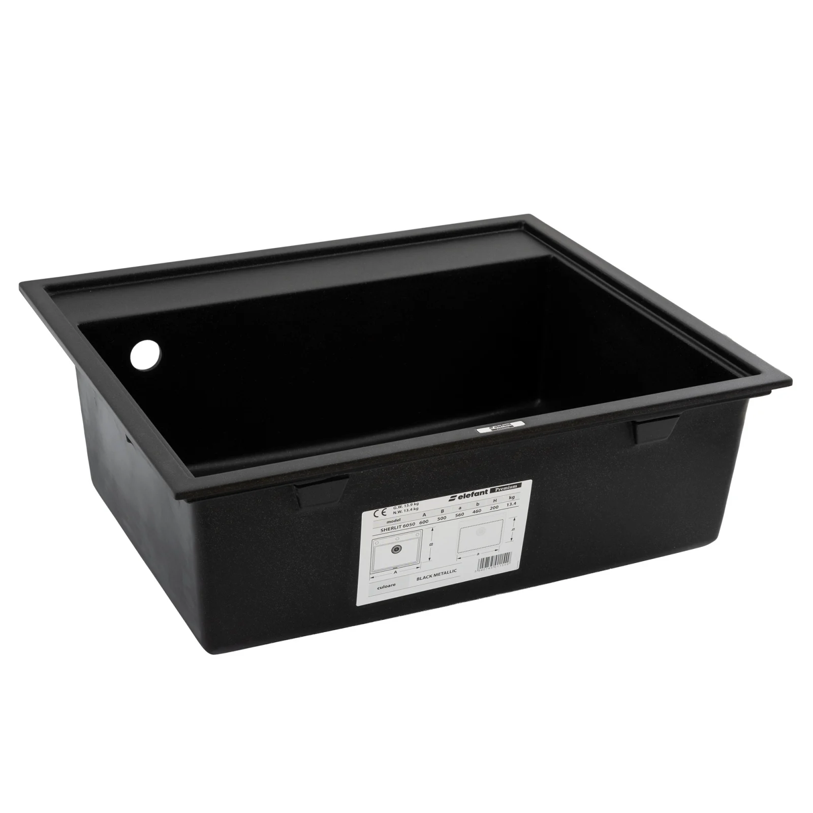 Chiuveta bucatarie Elefant Premium SHERLIT Negru 600x500 [3]