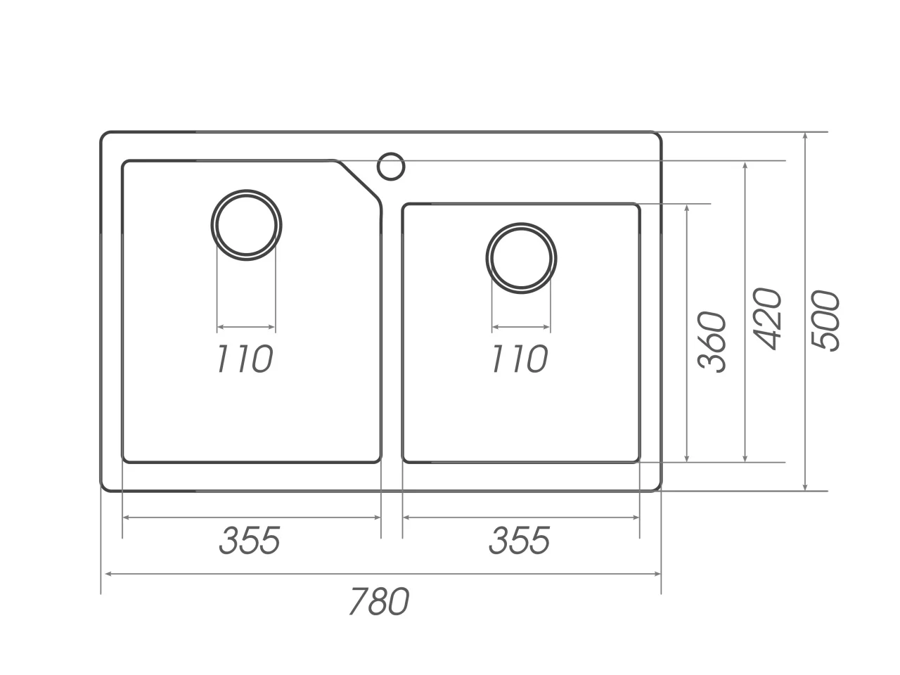 Chiuvetă Elefant Premium Harmony Alb 775x495/420 mm [1]