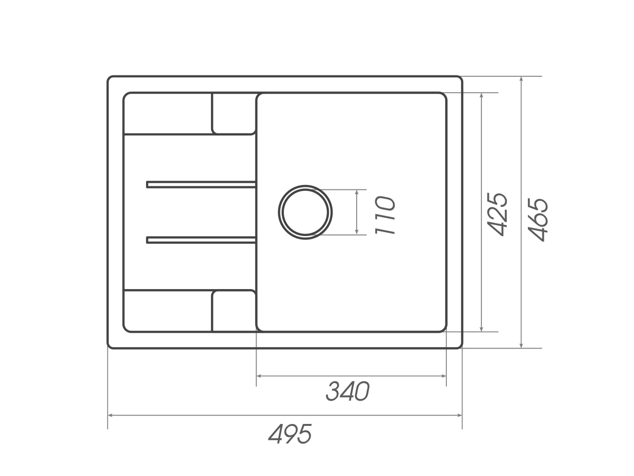Chiuveta Elefant Premium Intenso 465x340 mm – Negru metalic, compozit granit [1]