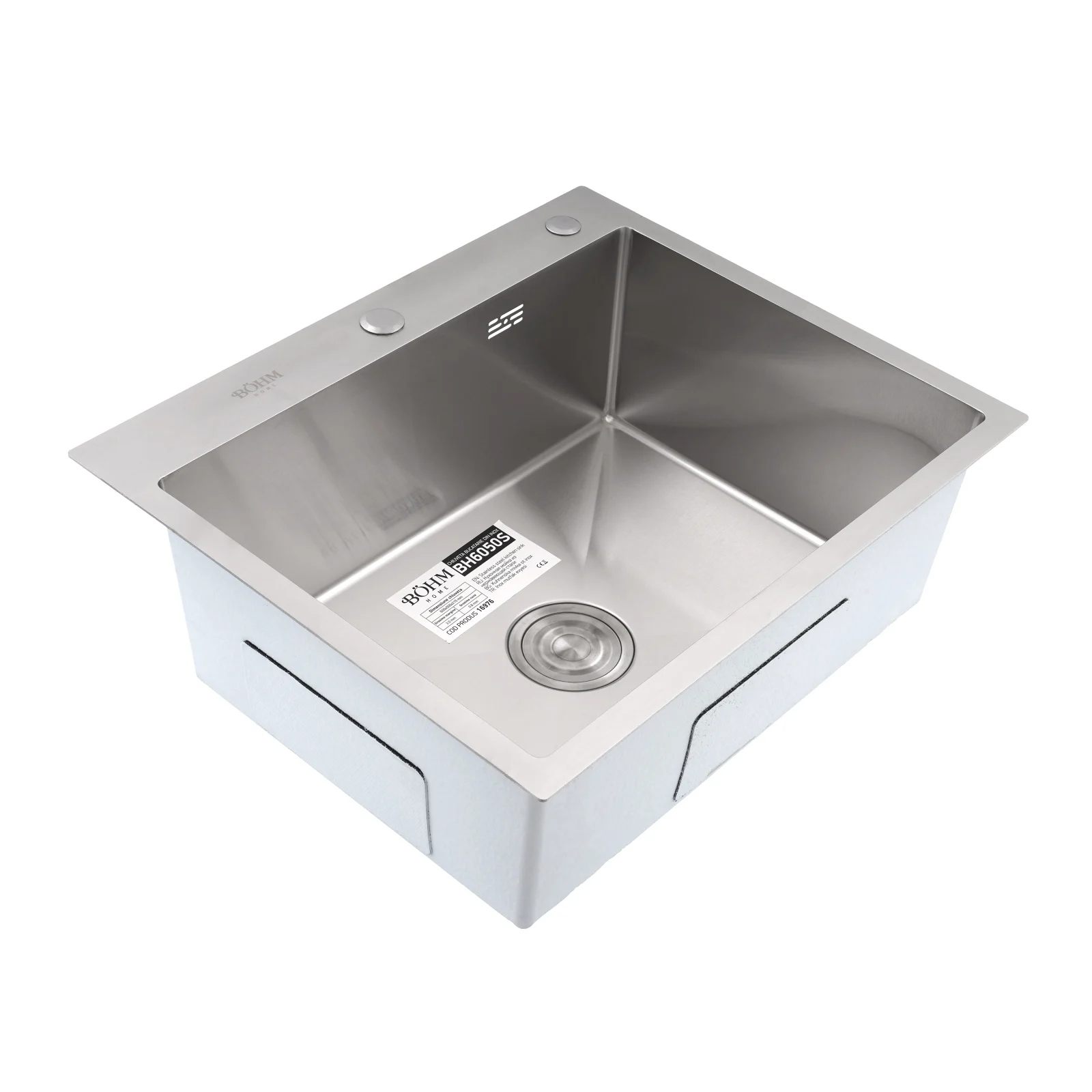 Sanitare - Chiuvetă inox BÖHM BH6050S SUS304 Satin 600x500x215 mm – premium și durabilă