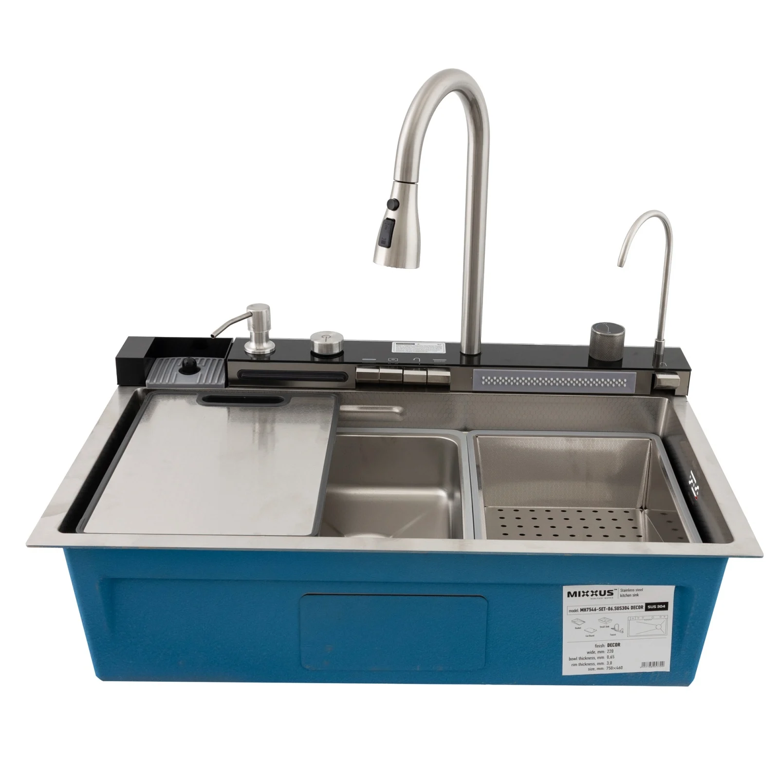 Sanitare - Chiuveta multifunctionala Mixxus MH7546-SET-06.SUS304 – otel inoxidabil SUS304, set complet, 750x460 mm
