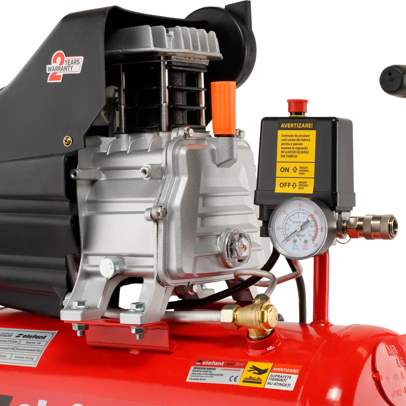 Compresor Aer ELEFANT XYBM24 24L – 1.5 CP, 8 Bar, Compact [5]